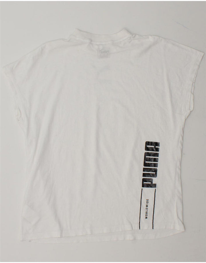 PUMA Womens Graphic T-Shirt Top UK 14 Medium White Cotton Vintage Puma and Second-Hand Puma from Messina Hembry 