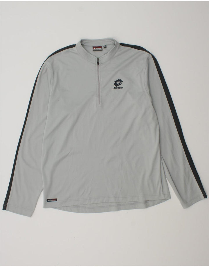 Lotto Herren-Pullover-Trainingsanzugoberteil mit Reißverschluss am Hals, mittelgrau, Farbblock
