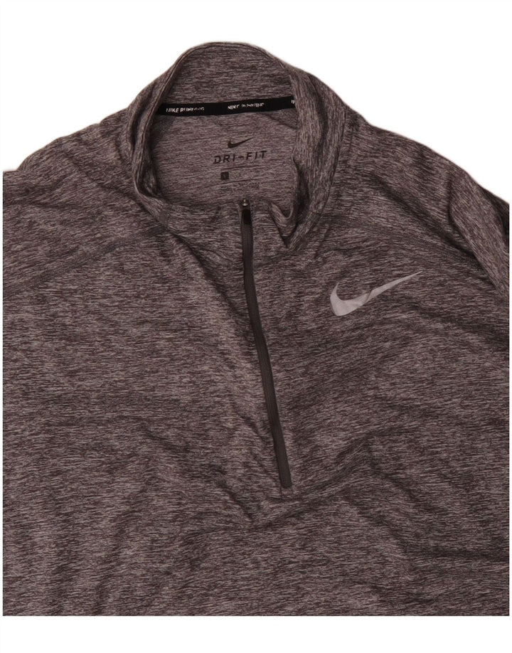NIKE Herren Dri Fit Pullover-Trainingsoberteil mit Reißverschluss, Größe L, Grau meliert