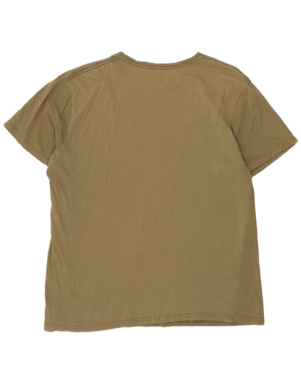 QUIKSILVER Herren Grafik T-Shirt Top 2XL Khaki Baumwolle