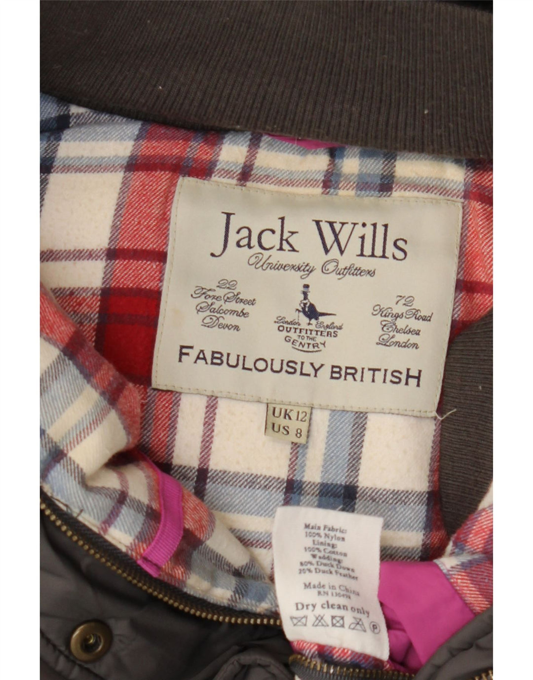 JACK WILLS Wattierte Damenweste mit Kapuze, UK 12, mittelgraues Nylon