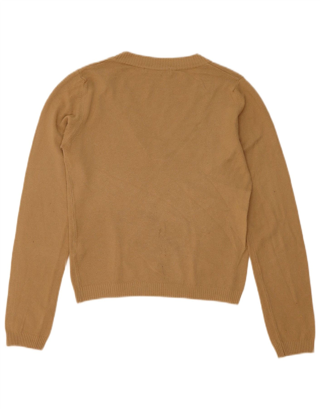 Zara Damen-Pullover mit V-Ausschnitt, UK 12, Mittelbeige, Acryl