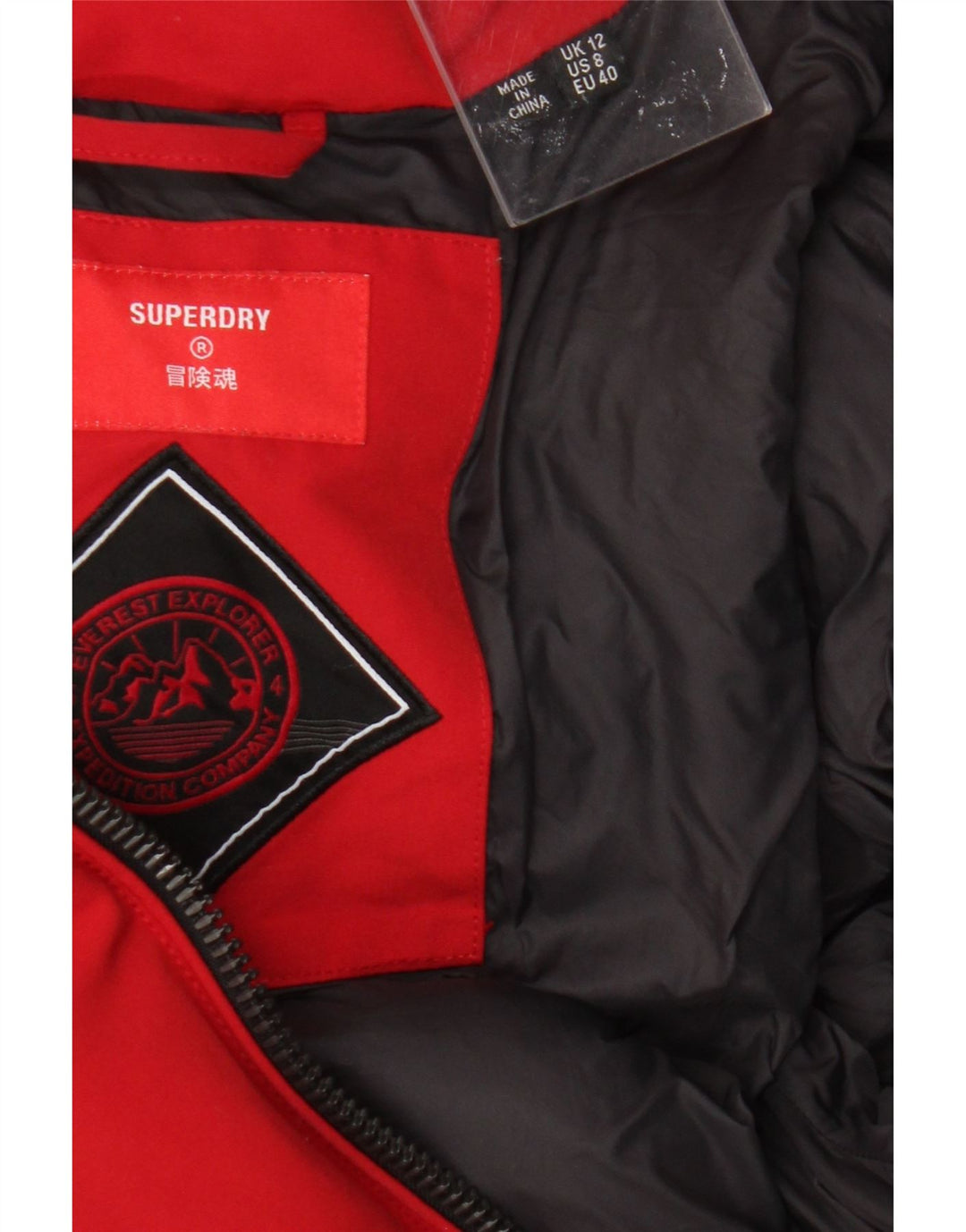 Superdry Damen Bomberjacke, wattiert, UK 12, Mittelrot, Polyester