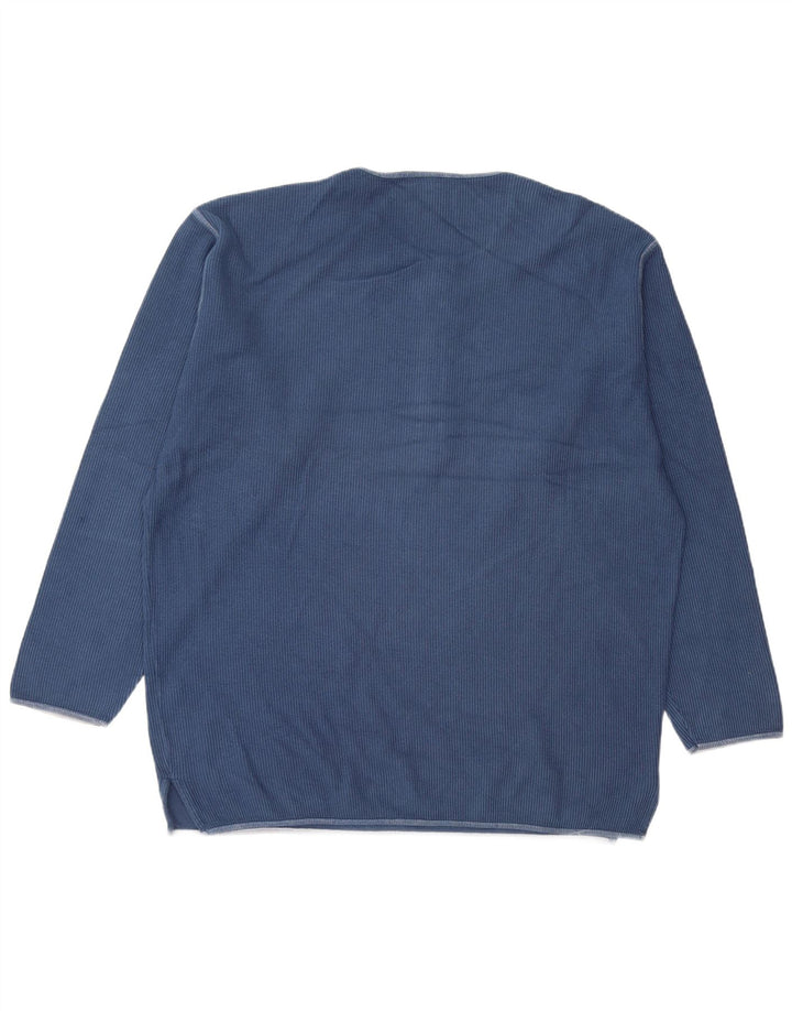 Stefanel Herren-Pullover mit Rundhalsausschnitt, groß, marineblaue Baumwolle