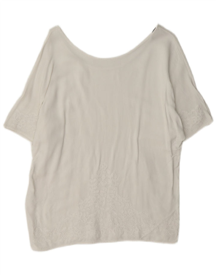 Massimo Dutti Damen-Blusenoberteil, UK-Größe 46, Größe L, weiß, geblümt