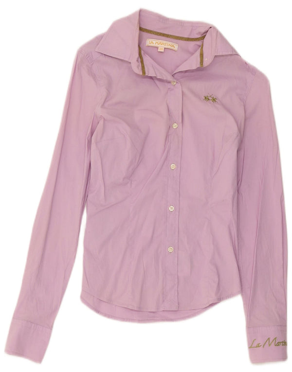 La Martina Womens Graphic Shirt UK 6 XS Lila Baumwolle