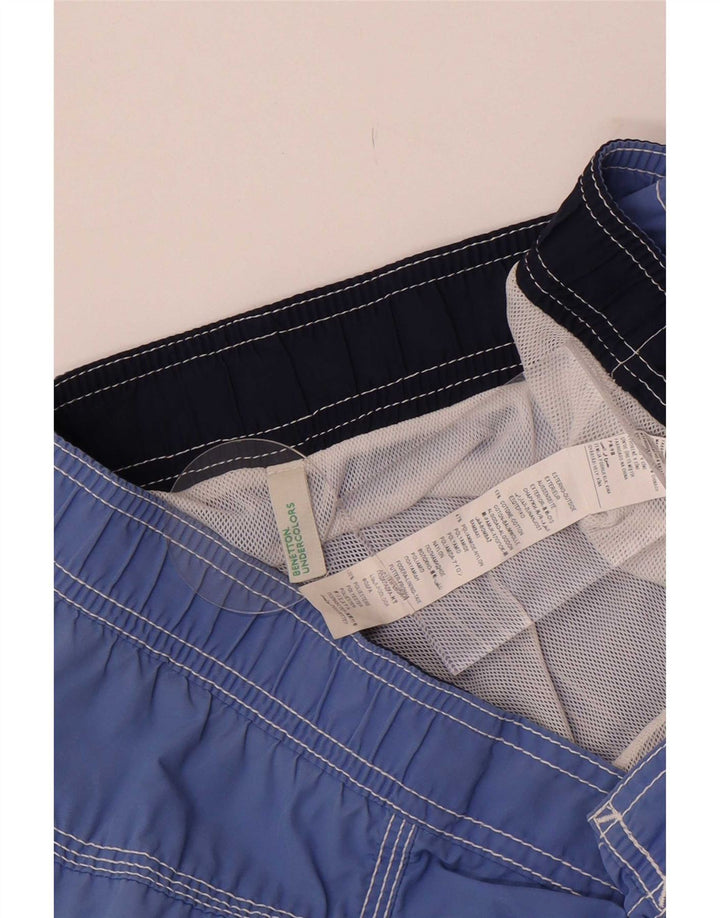Benetton Herren-Badeshorts, klein, aus blauer Baumwolle