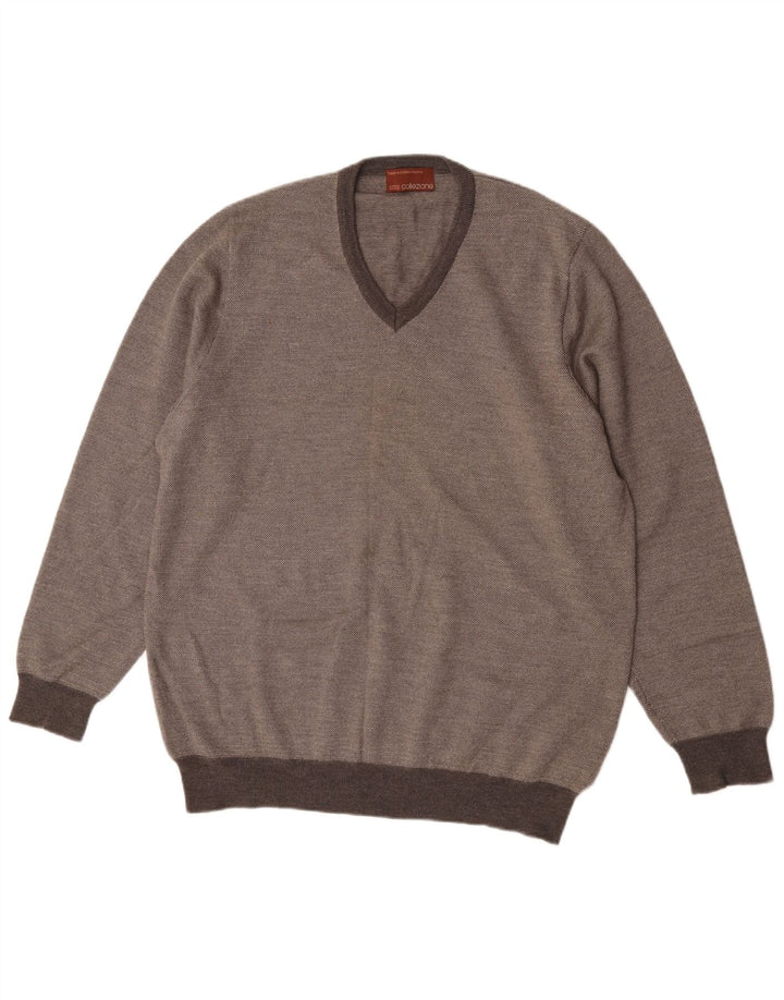 Marks & Spencer Herren-Pullover mit V-Ausschnitt, groß, graue Merinowolle