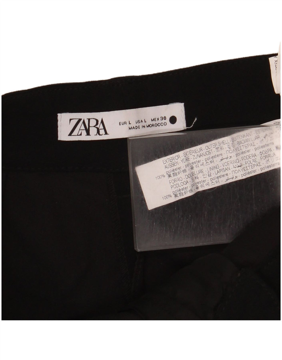 Zara Damen Chino-Hose mit Pegged, Größe L, W32, L32, Schwarz, Polyester