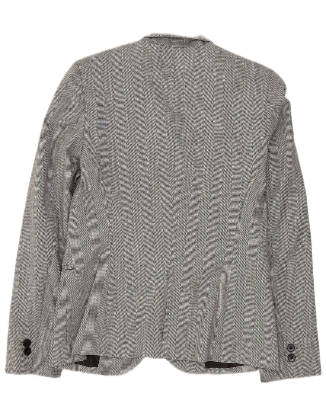 ZARA Damen 1-Knopf-Blazerjacke EU 36 XS Graues Polyester