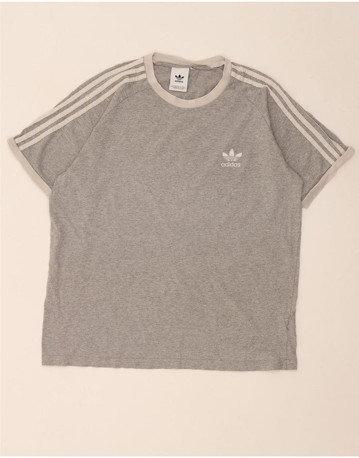 Adidas Herren T-Shirt Top Large Grau Colourblock Baumwolle