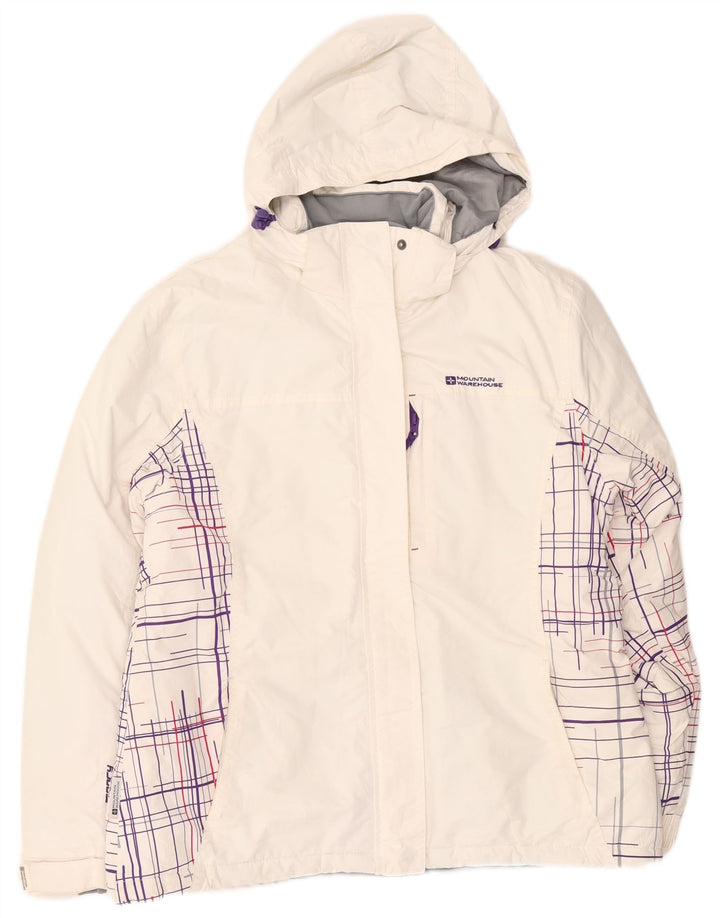 Mountain Warehouse Damen-Windbreakerjacke mit Kapuze, UK 16, Größe L, weiß kariert