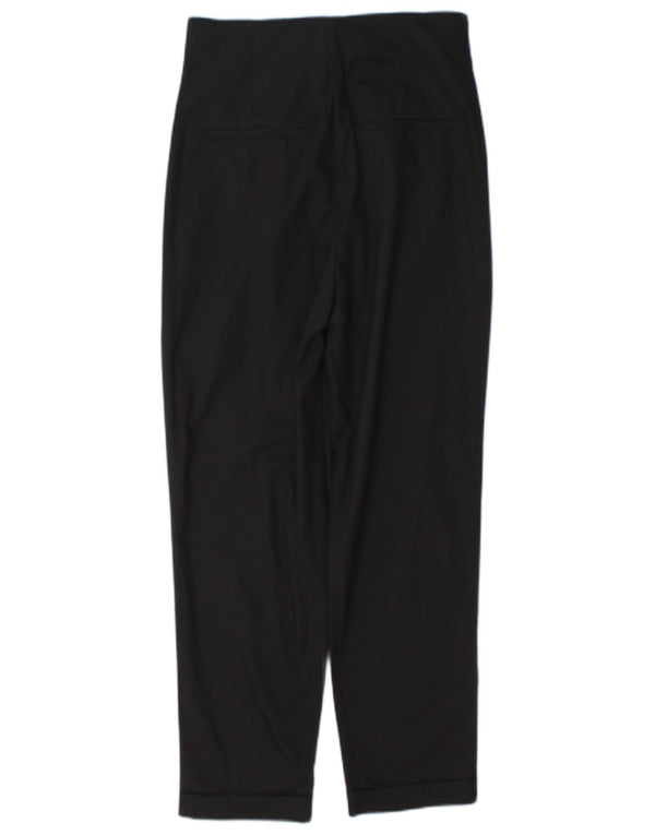 Zara Damen Straight Pegged Freizeithose XS W24 L25 Schwarze Baumwolle