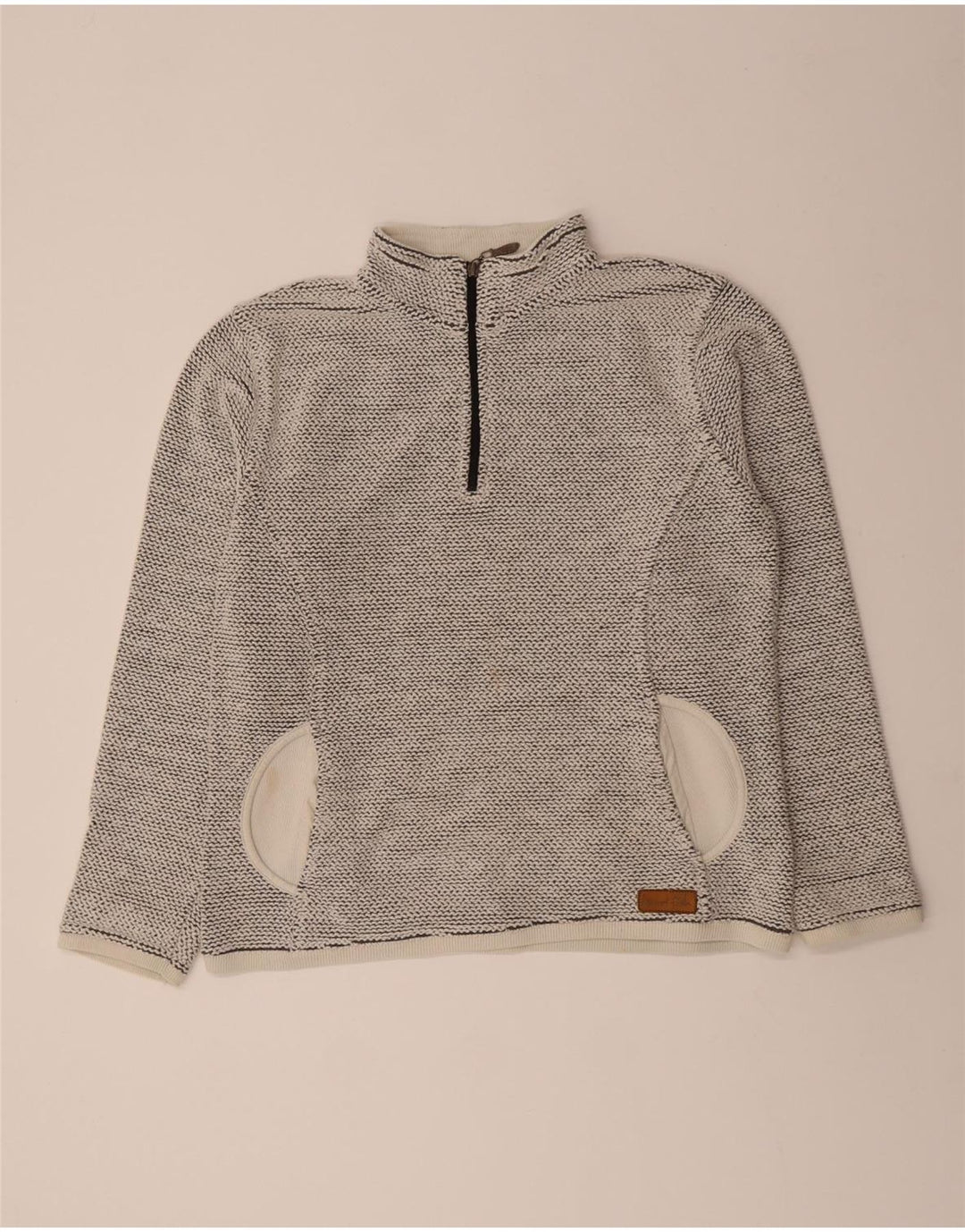 WEIRD FISH Womens Zip Neck Sweatshirt Jumper UK 16 Large Grey Flecked