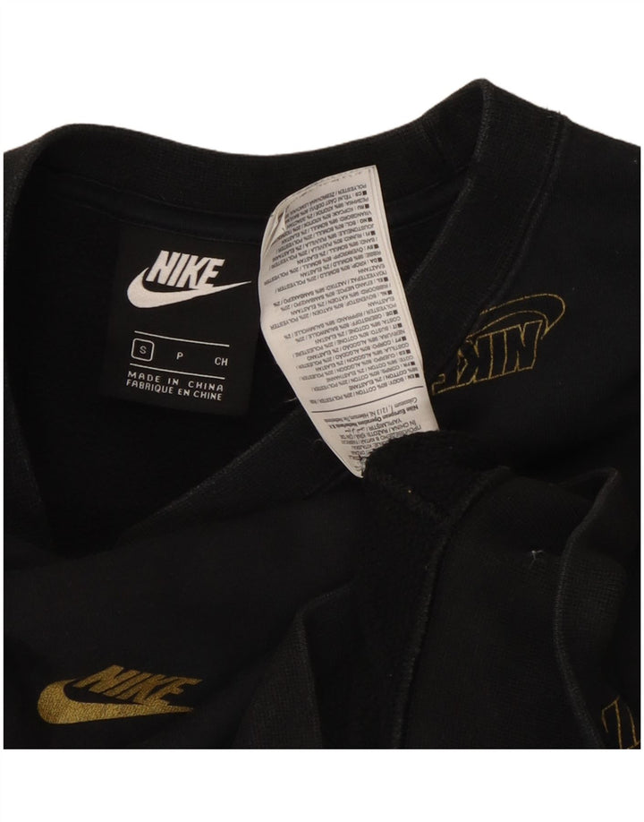 Nike Womens Graphic Oversized Sweatshirt Pullover UK 10 Small Schwarz Baumwolle