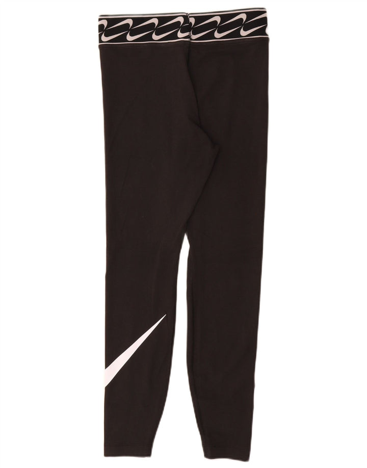 NIKE Womens Graphic Leggings UK 10 Small Schwarz Baumwolle
