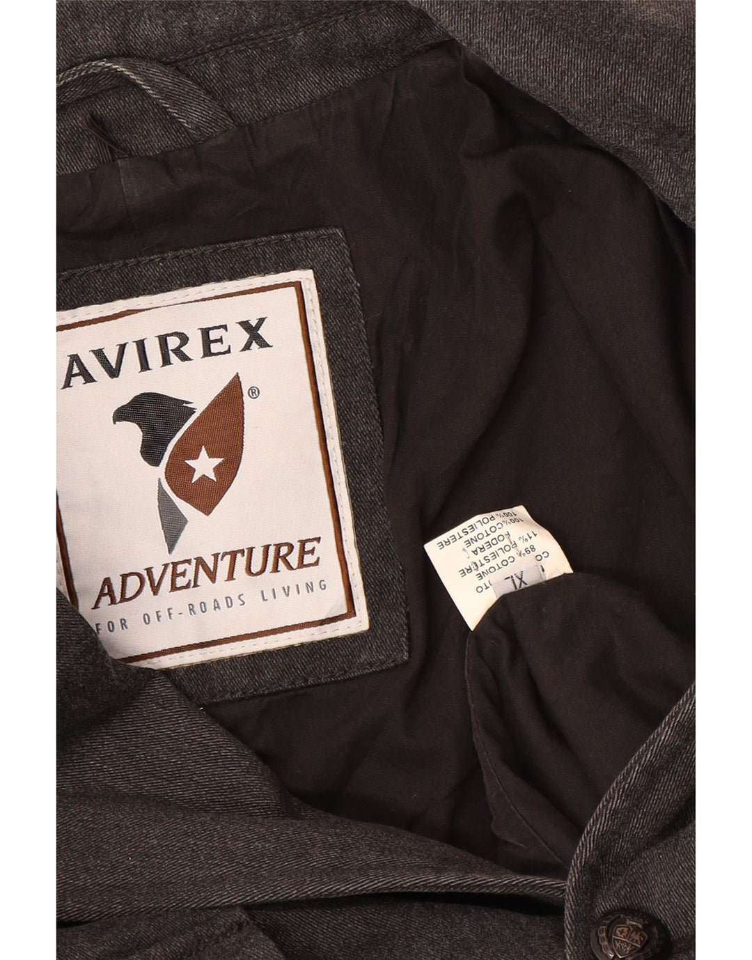 Avirex Herren-Blazer mit 4 Knöpfen, UK 42, XL, graue Baumwolle