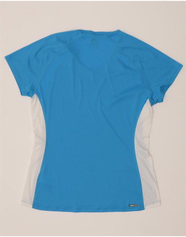The North Face Damen T-Shirt Top UK 14 Large Blau Colourblock Polyester