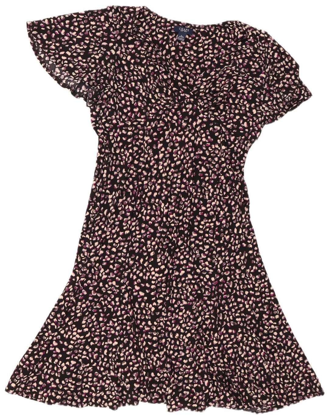 Chaps A-Linien-Kleid für Damen, Größe 44, groß, schwarz geflecktes Polyester