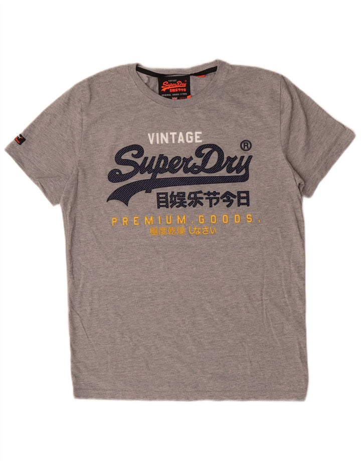 Superdry Herren Extra Slim Graphic T-Shirt Top Large Grau Baumwolle