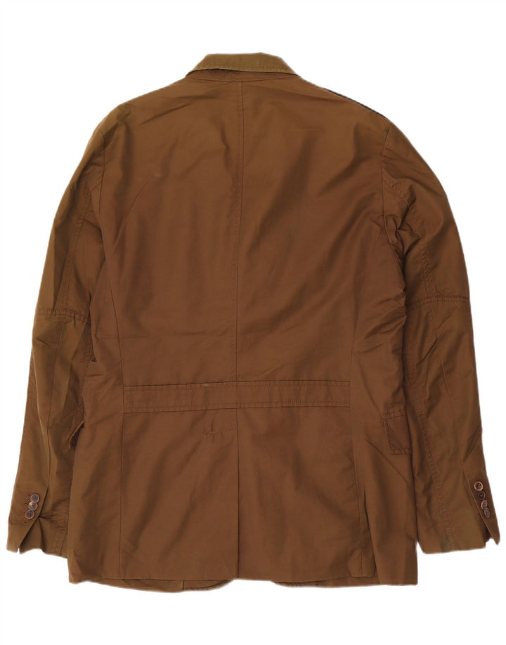 Massimo Dutti Herren-Blazer mit 3 Knöpfen, EU 52, große braune Baumwolle