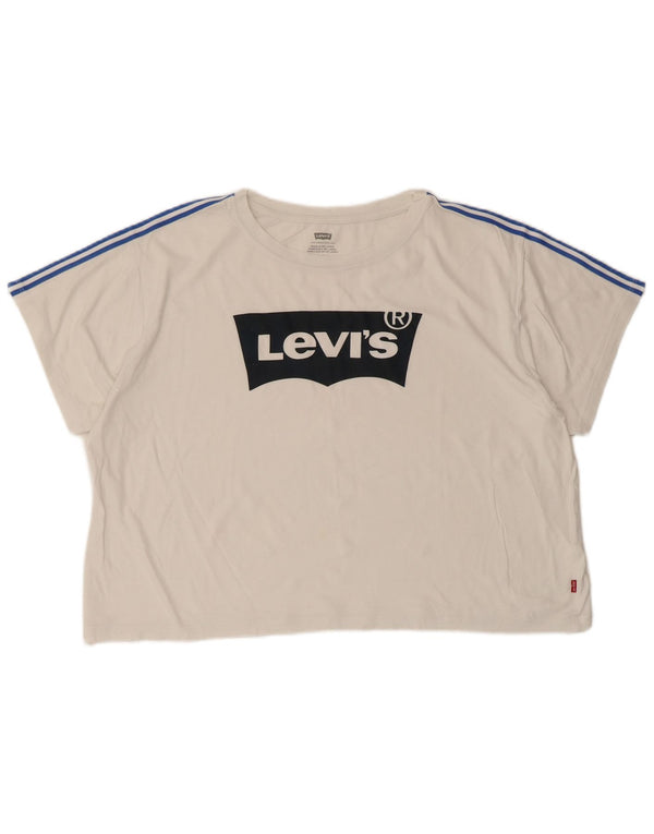 Levi's Damen Crop Oversize Graphic T-Shirt Top UK 14 Mittelweiß