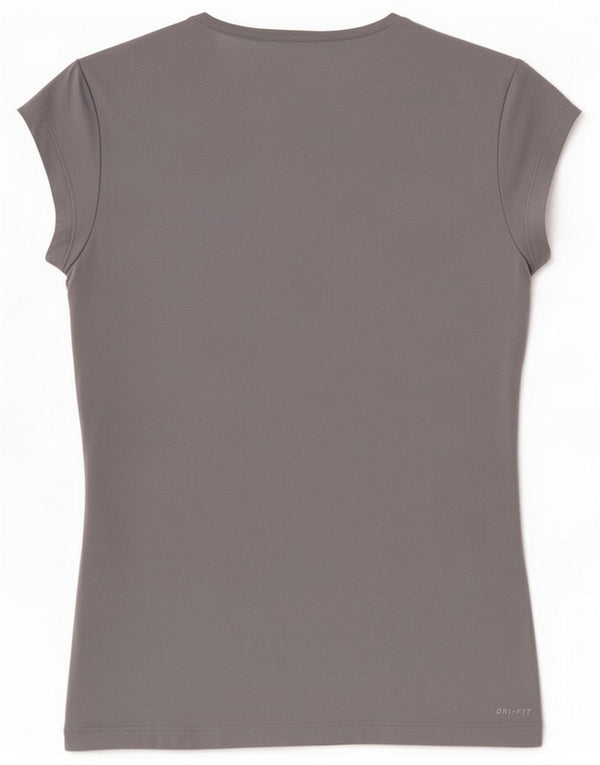 Nike Womens Dri Fit T-Shirt Top UK 12 Medium Grey Polyester