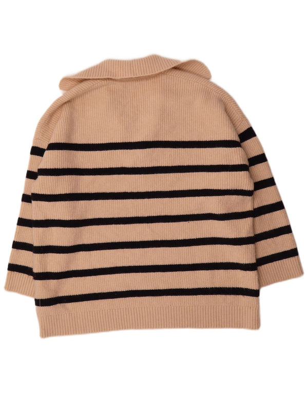 Zara Damen-Pullover, übergroß, Rollkragenpullover, Gr. 40, Größe L, Beige, gestreift