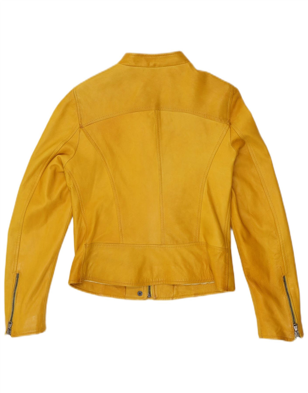 Bayside Damen Leder-Bikerjacke IT 44 Mittelgelbes Leder