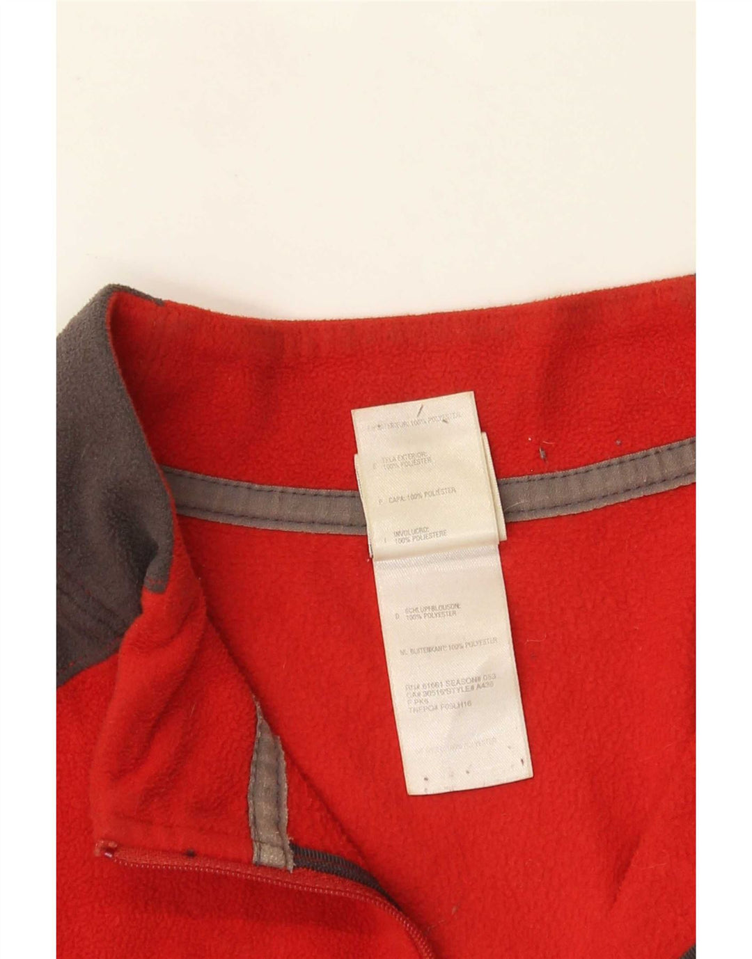 The North Face Herren-Fleecepullover mit Reißverschluss am Hals, großes rotes Farbblock-Polyester