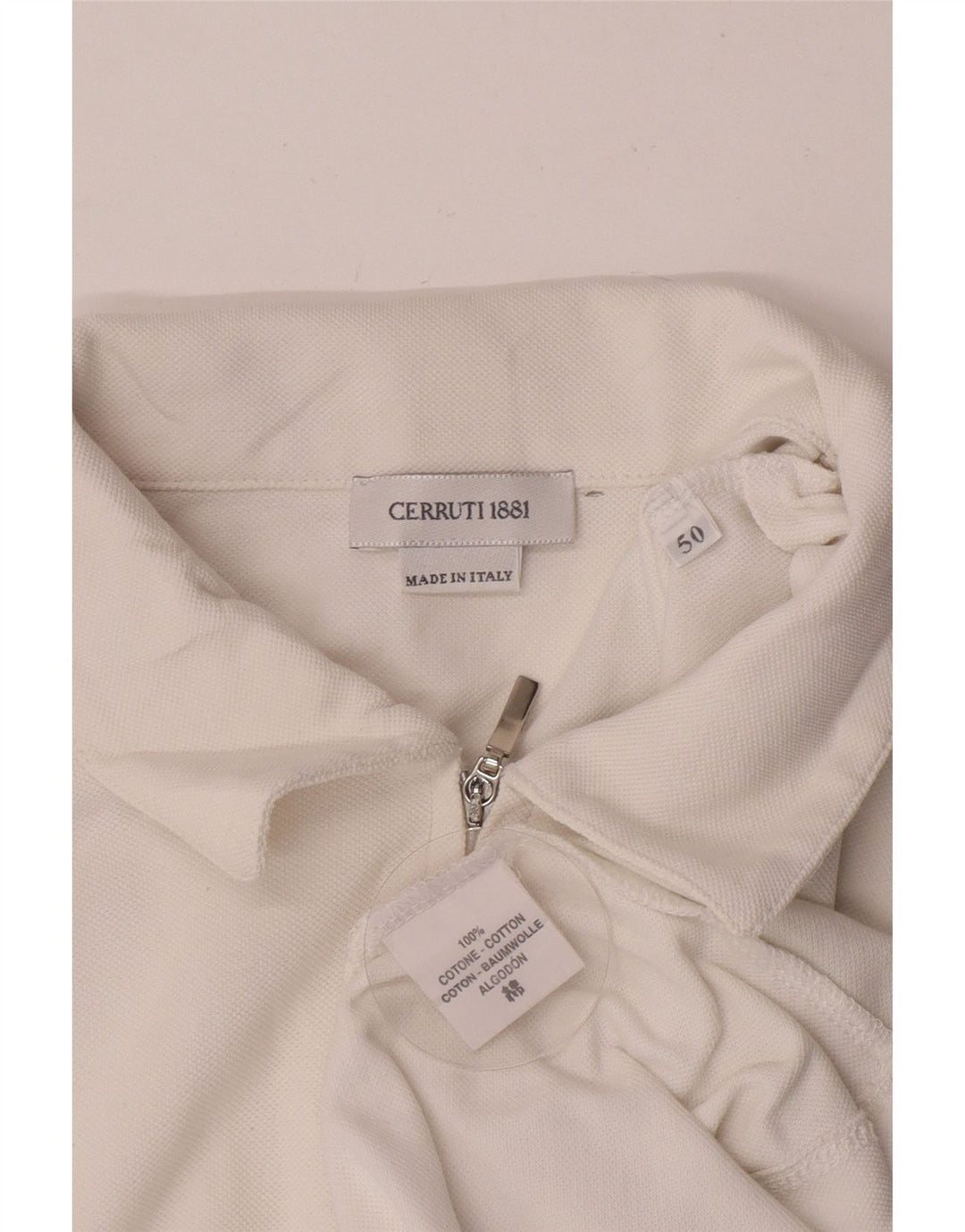 Cerruti 1881 Herren Poloshirt IT 50 Mittelweiße Baumwolle