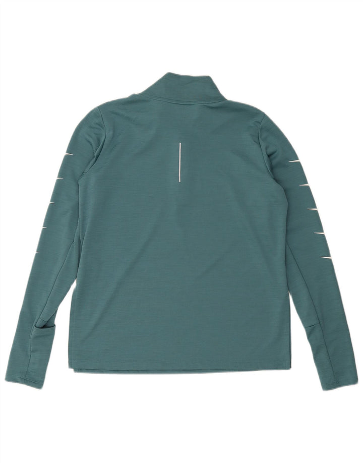 Nike Herren Dri Fit Zip Neck Graphic Top Langarm mittelgrünes Polyester