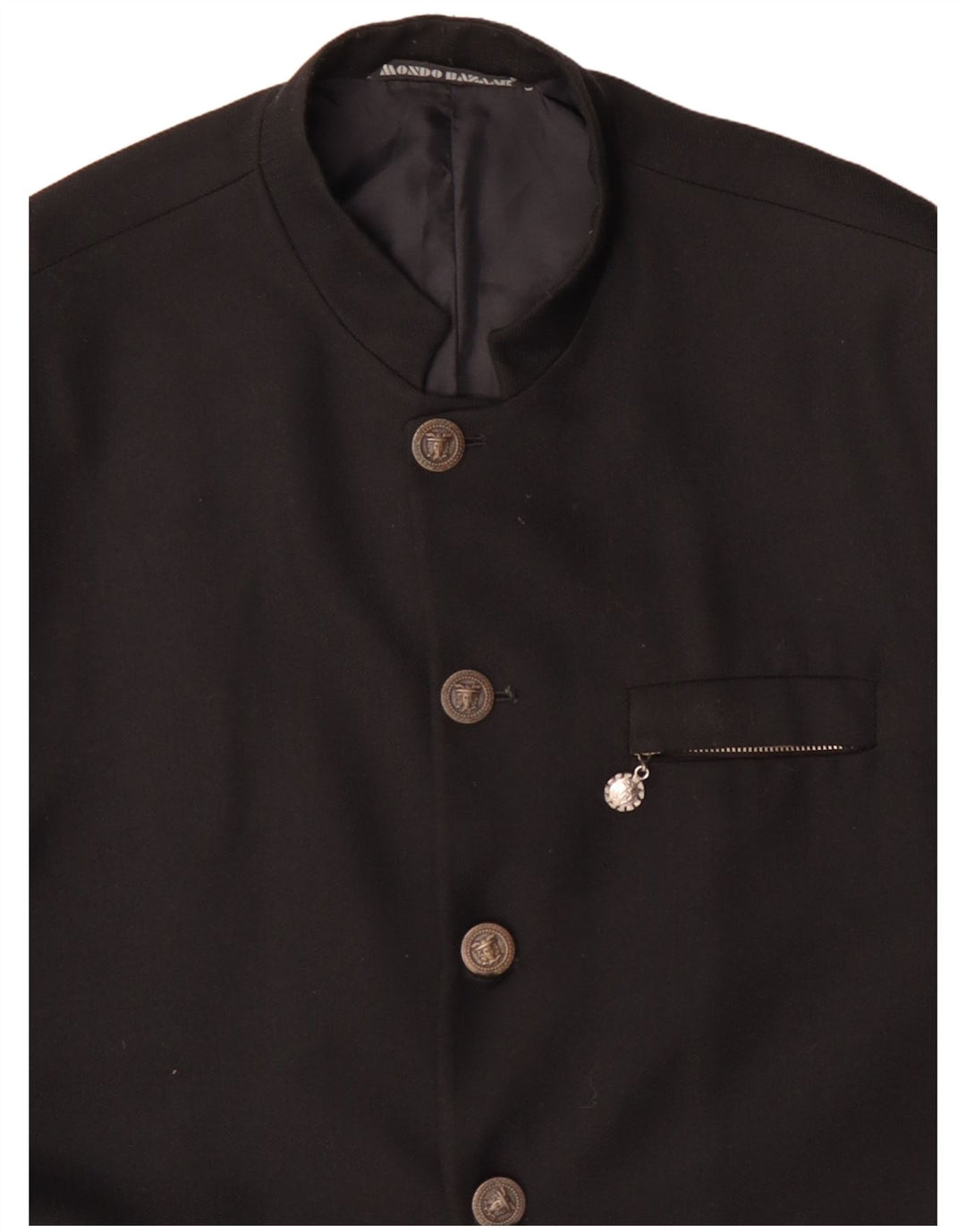 VINTAGE Herren 5-Knopf-Blazerjacke UK 40 Große schwarze Viskose