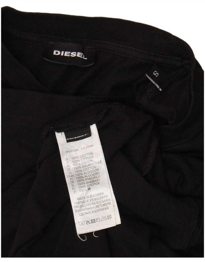 Diesel Herren-T-Shirt mit Grafik, Größe S, schwarze Baumwolle