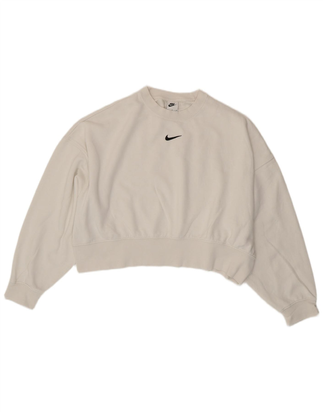 Nike Damen-Sweatshirt, übergroß, kurz geschnitten, UK 14, mittelweiße Baumwolle