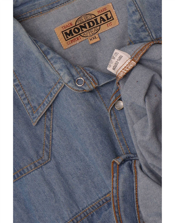Mondial Herren Jeanshemd 2XL Blaue Baumwolle