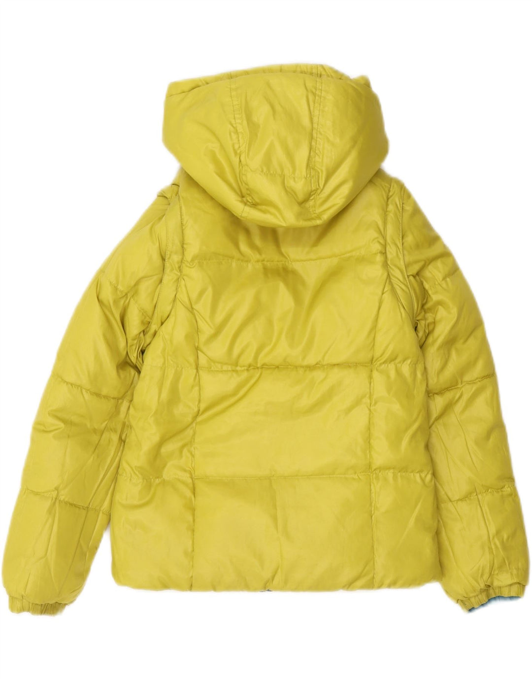 Benetton Wendbare wattierte Jacke mit Kapuze für Mädchen, 7–8 Jahre, Mittelblau