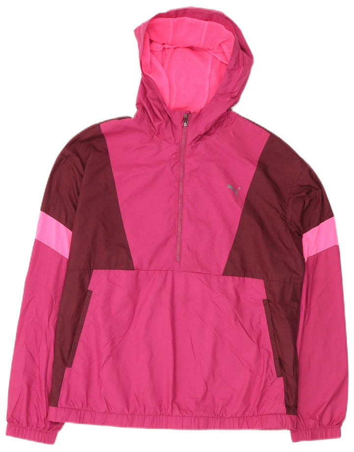 PUMA Damen Übergroße Kapuzen-Regenjacke UK 10 Small Pink Colourblock
