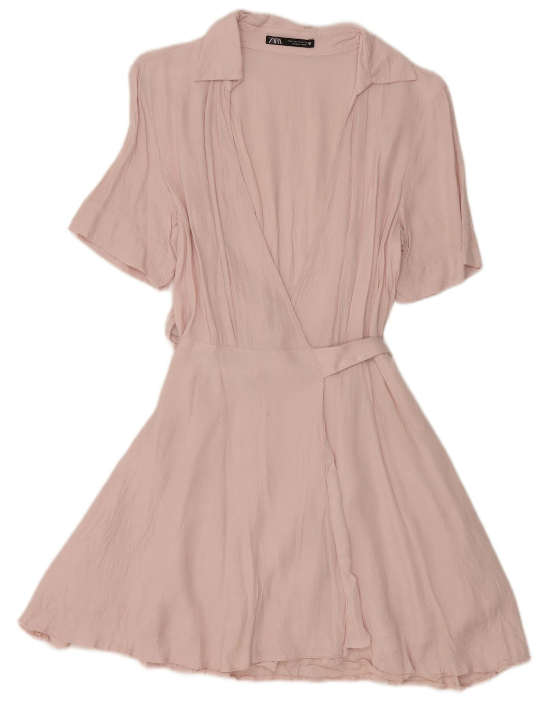 Zara Damen Wickelkleid UK 10 Small Rosa Viskose