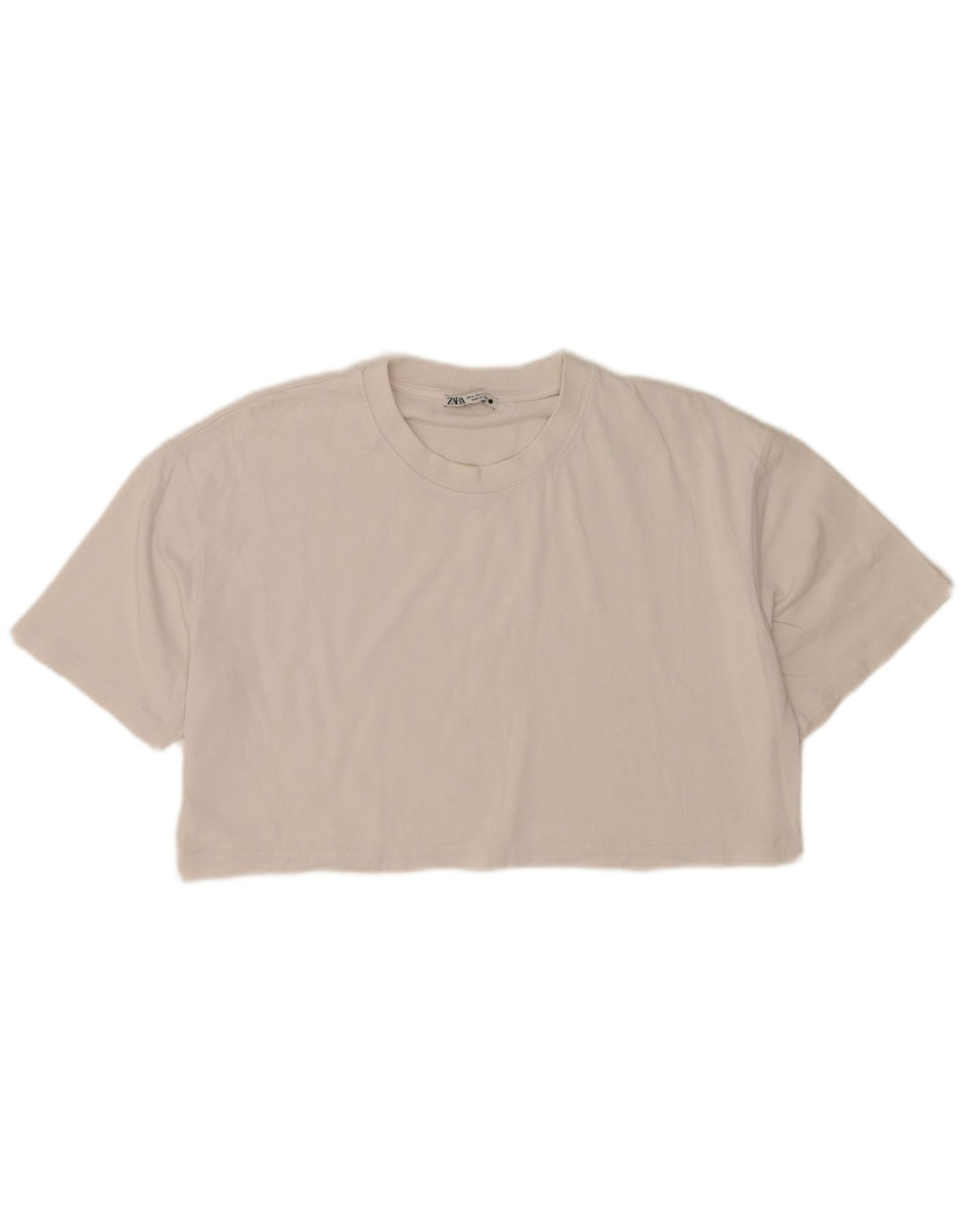 Zara Damen Crop Oversize T-Shirt Top UK 14 Mittelweiß