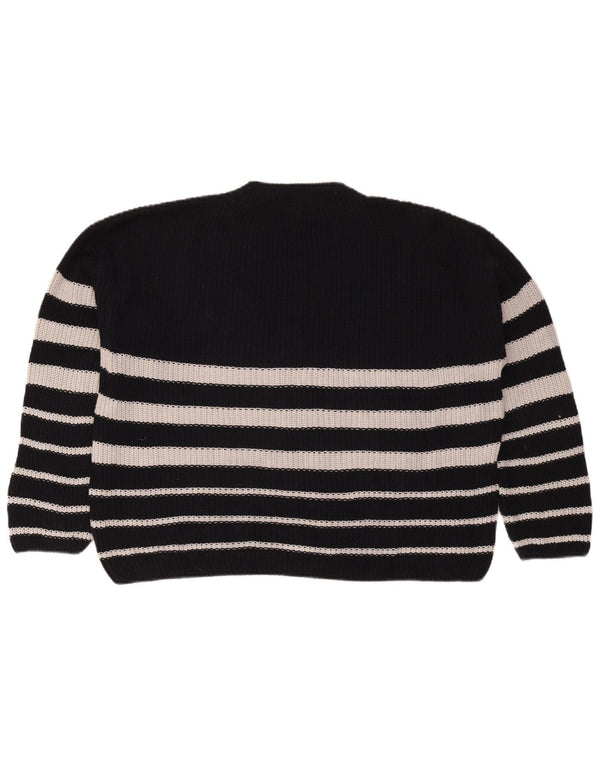 Zara Damen-Pullover, übergroß, Rundhalsausschnitt, Gr. 10, Größe S, Schwarz, gestreift
