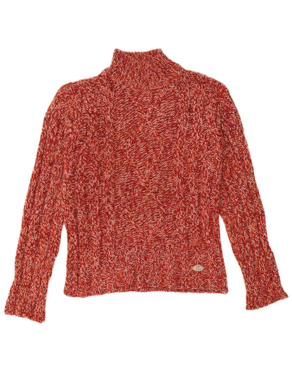Vintage Damen Rollkragenpullover Pullover UK 14 Großes rot geflecktes Acryl