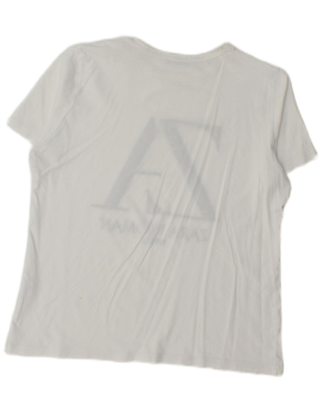 Zara Damen Grafik-T-Shirt-Oberteil UK 14 Mittelweiße Baumwolle