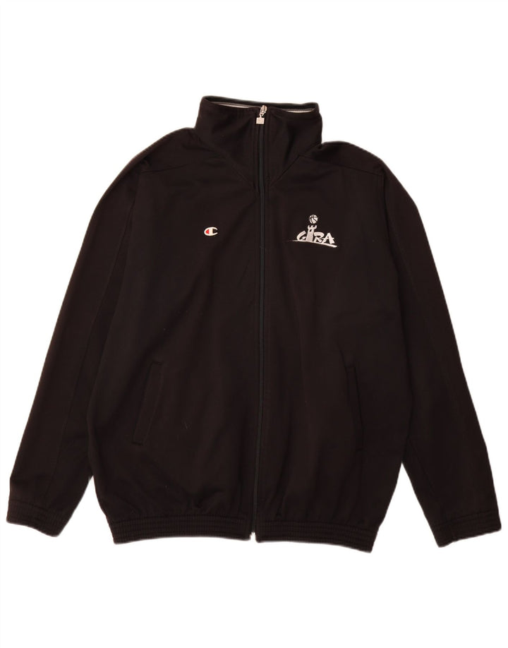 Champion Jungen-Trainingsanzugoberteil mit lockerer Passform, 15–16 Jahre, schwarzes Polyester