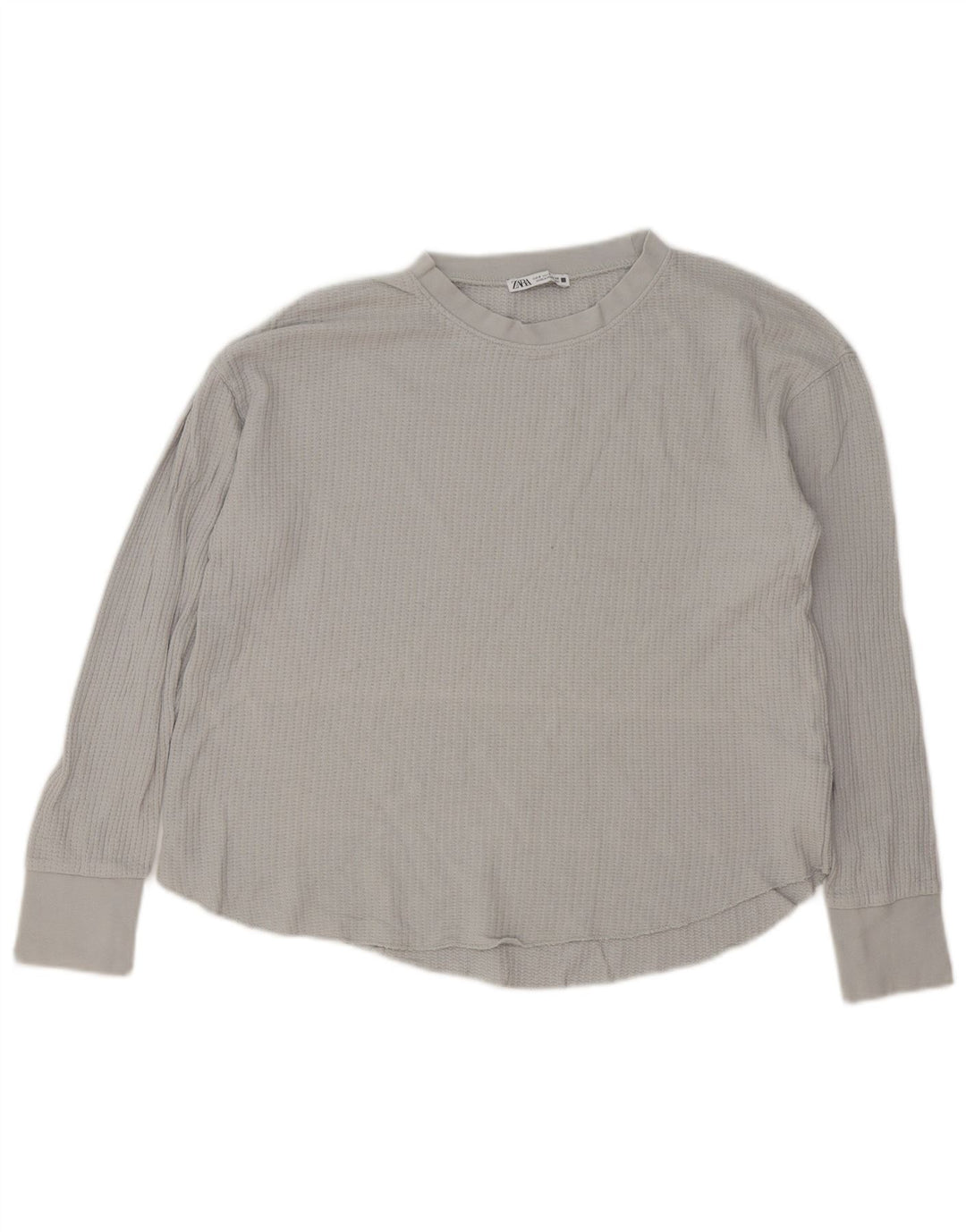 Zara Damen-Oversize-Oberteil, langärmlig, Größe S, Grau, Baumwolle