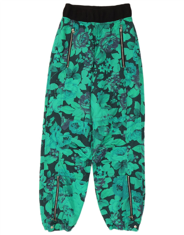 Belfe & Belfe Damen Skihose IT 42 Mittelgrünes Nylon mit Blumenmuster