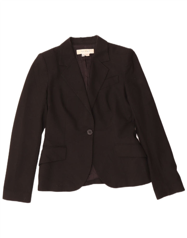 Zara Damen 1-Knopf-Blazerjacke EU 38 Small Schwarz Polyester