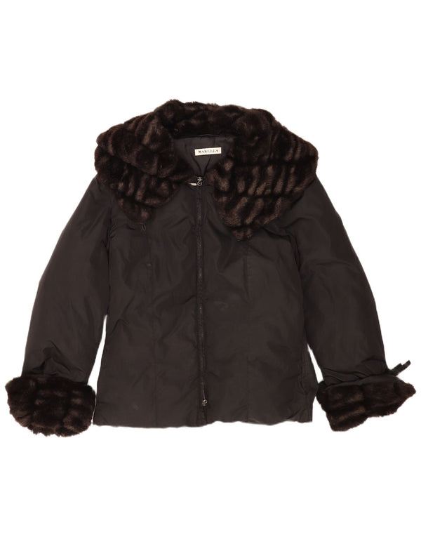 Marella Damen-Jacke aus Kunstpelz, gepolstert, UK 18, XL, Schwarz, Polyamid