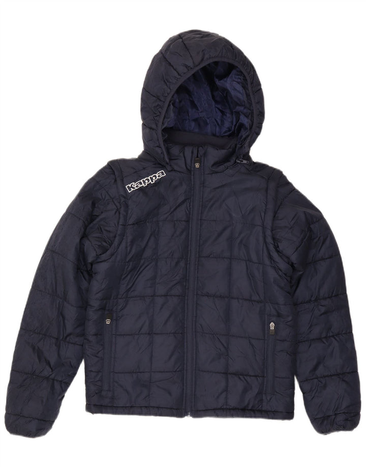 Kappa Herren Graphic Hooded Wattierte Jacke UK 36 Small Marineblau Polyester