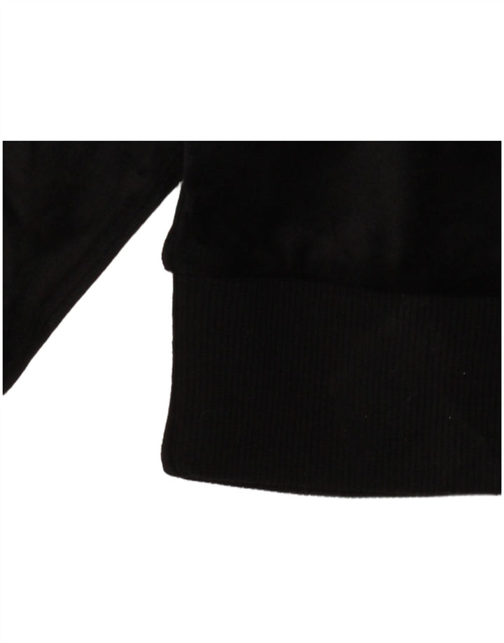Ellesse Womens Crop Velour Zip Hoodie Pullover UK 12 Medium Schwarz Polyester